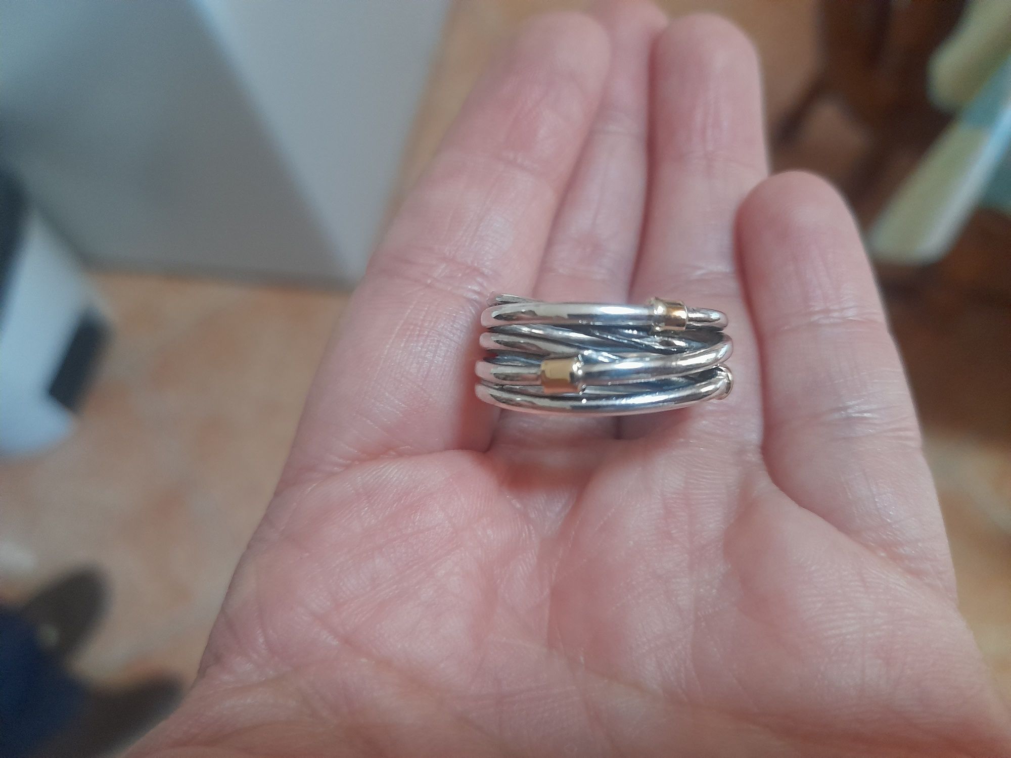 Anel Pandora prata e ouro