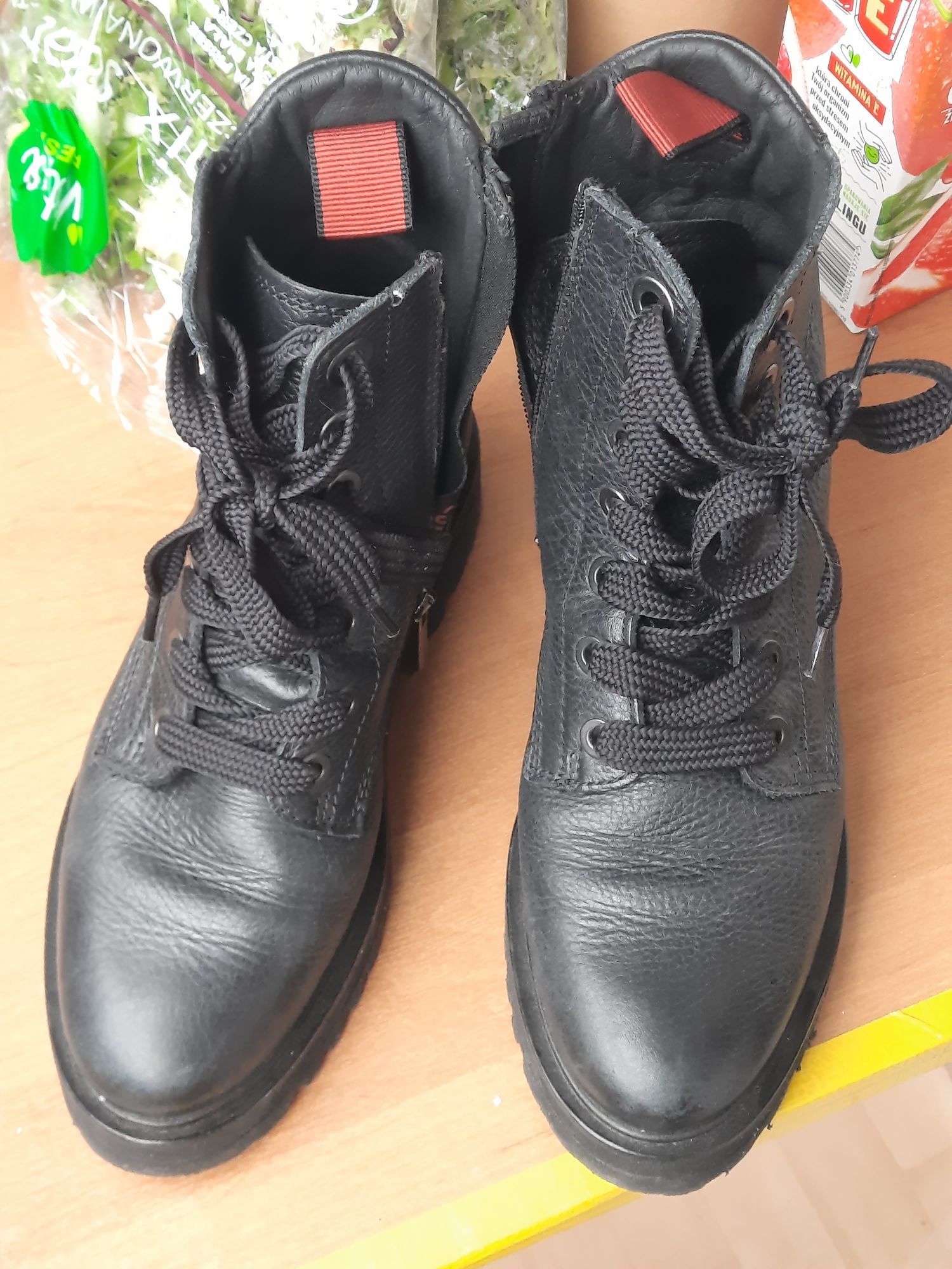 Glany trapery Marc O'Polo r. 37 botki sznurowane czarne skóra black
