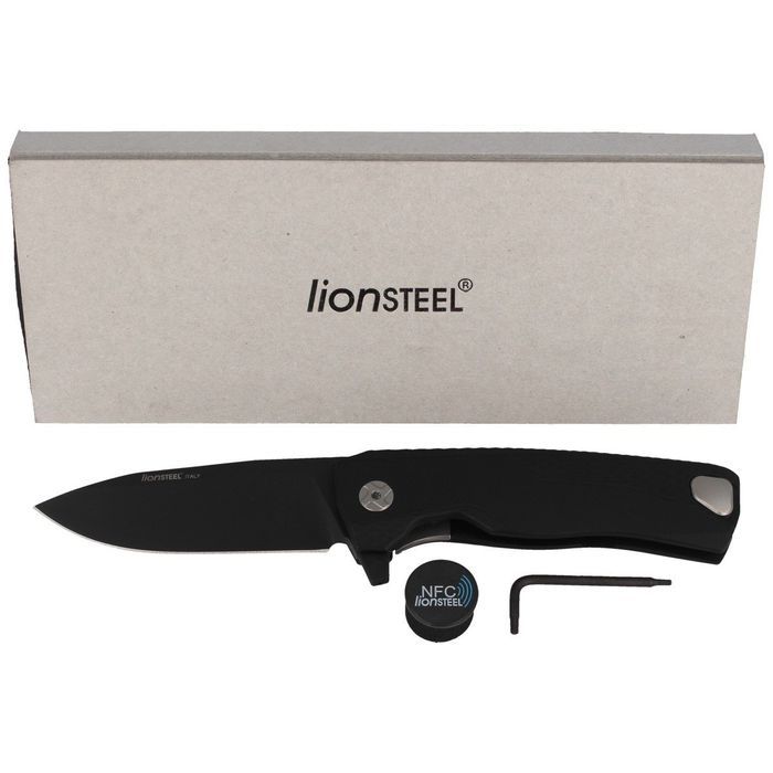 Nóż składany LionSteel ROK Black Aluminium, Black M390 by Molletta
