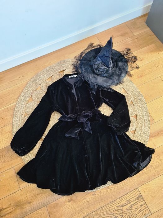 Zara S 36 welurowa sukienka świąteczna czarownica Halloween Sylwester