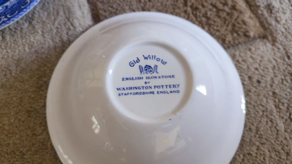 Angielska Porcelana Old Willow Filizanki Miseczki Talerzyki