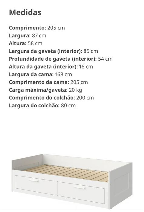 Cama BRIMNES IKEA solteiro/casal com gavetas