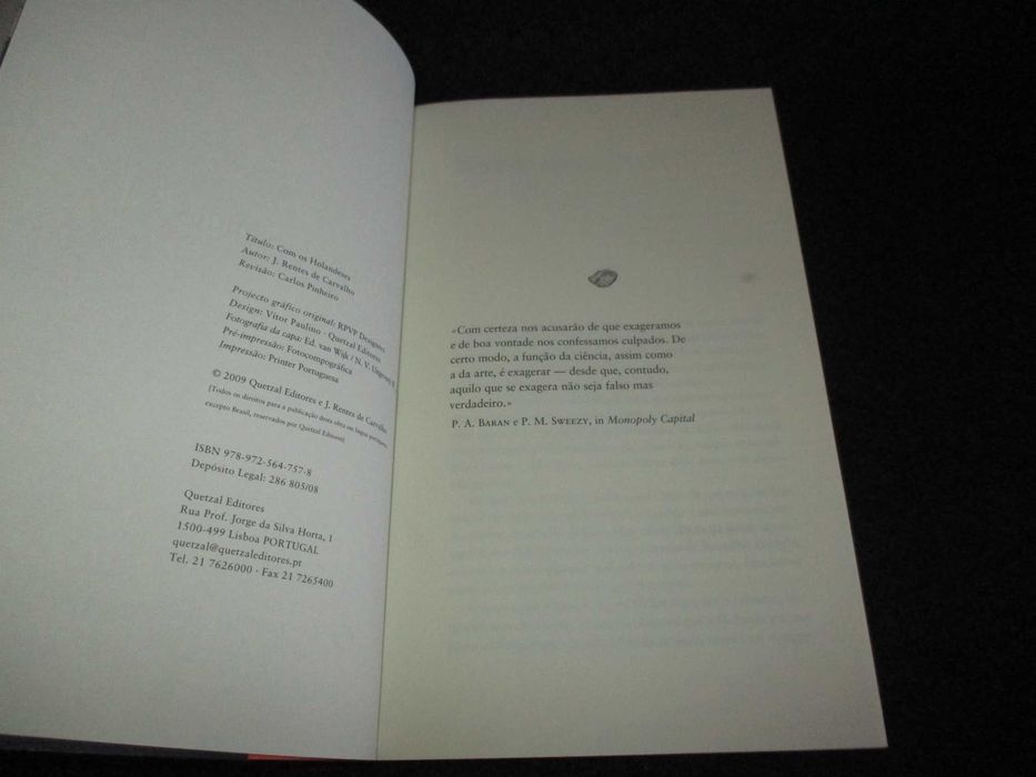 Livro Com os Holandeses J. Rentes de Carvalho 1ª edição