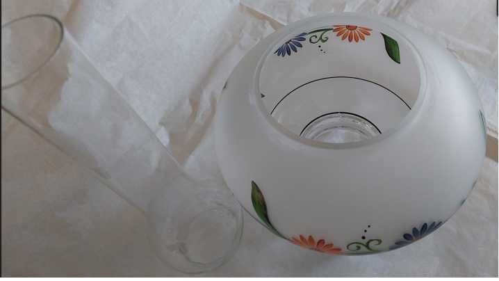 Abajur Candeeiro Vidro Floral pintado à Mão