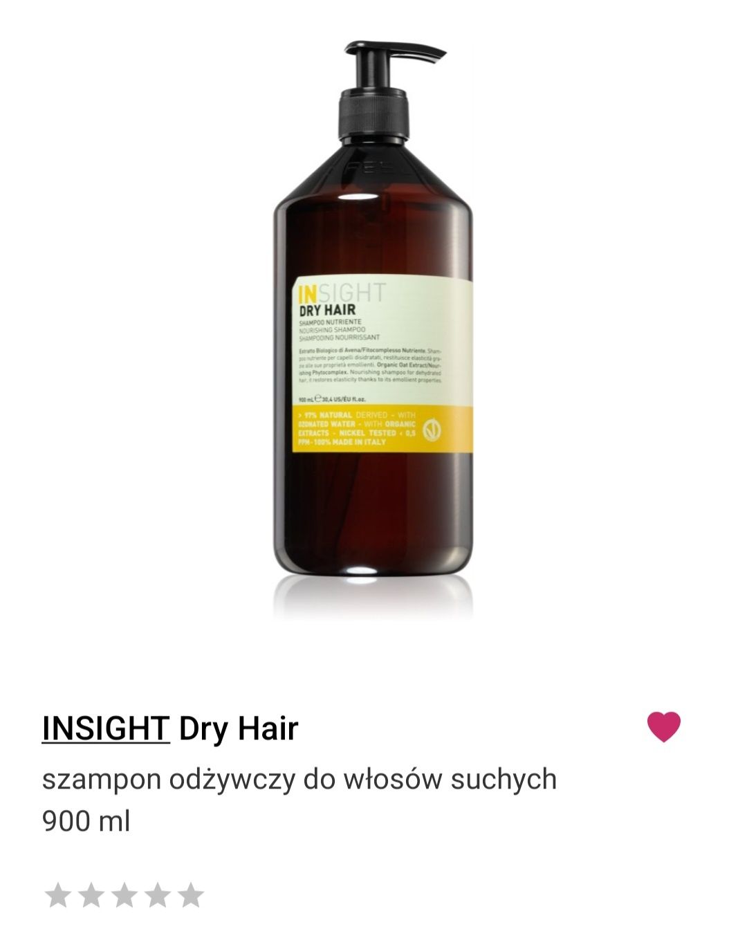 Insight dry hair 900ml nowy szampon do włosów