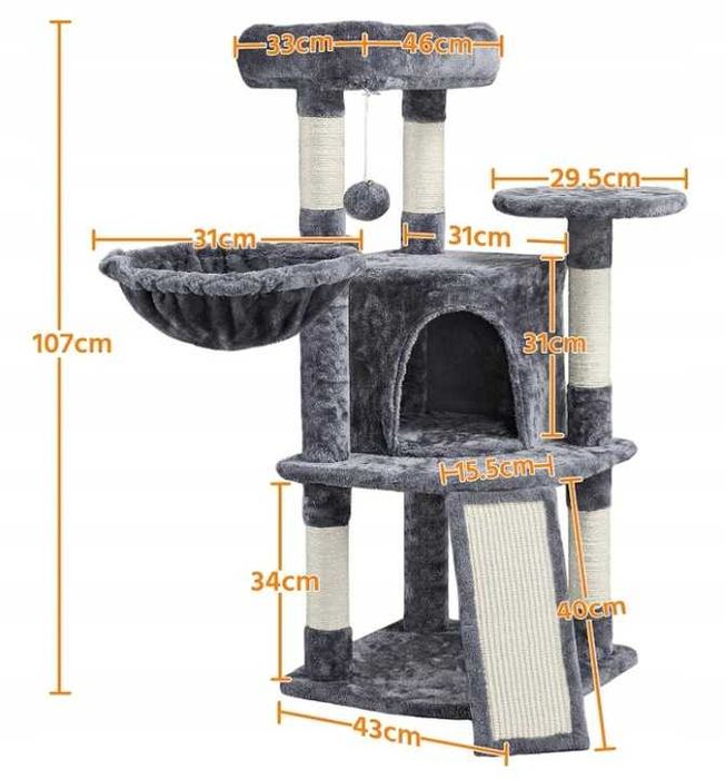 Drapak  dla kota  107 cm ciemno-szary