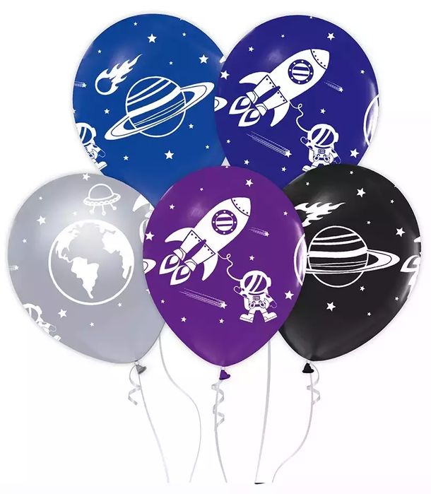 Balony lateksowe, kosmos (5 sztuk). Godan