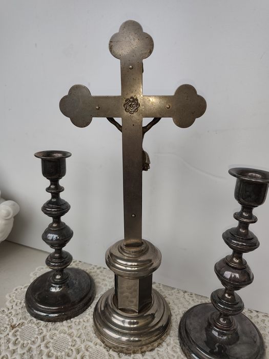 Zestaw kolędowy krzyż i lichtarze