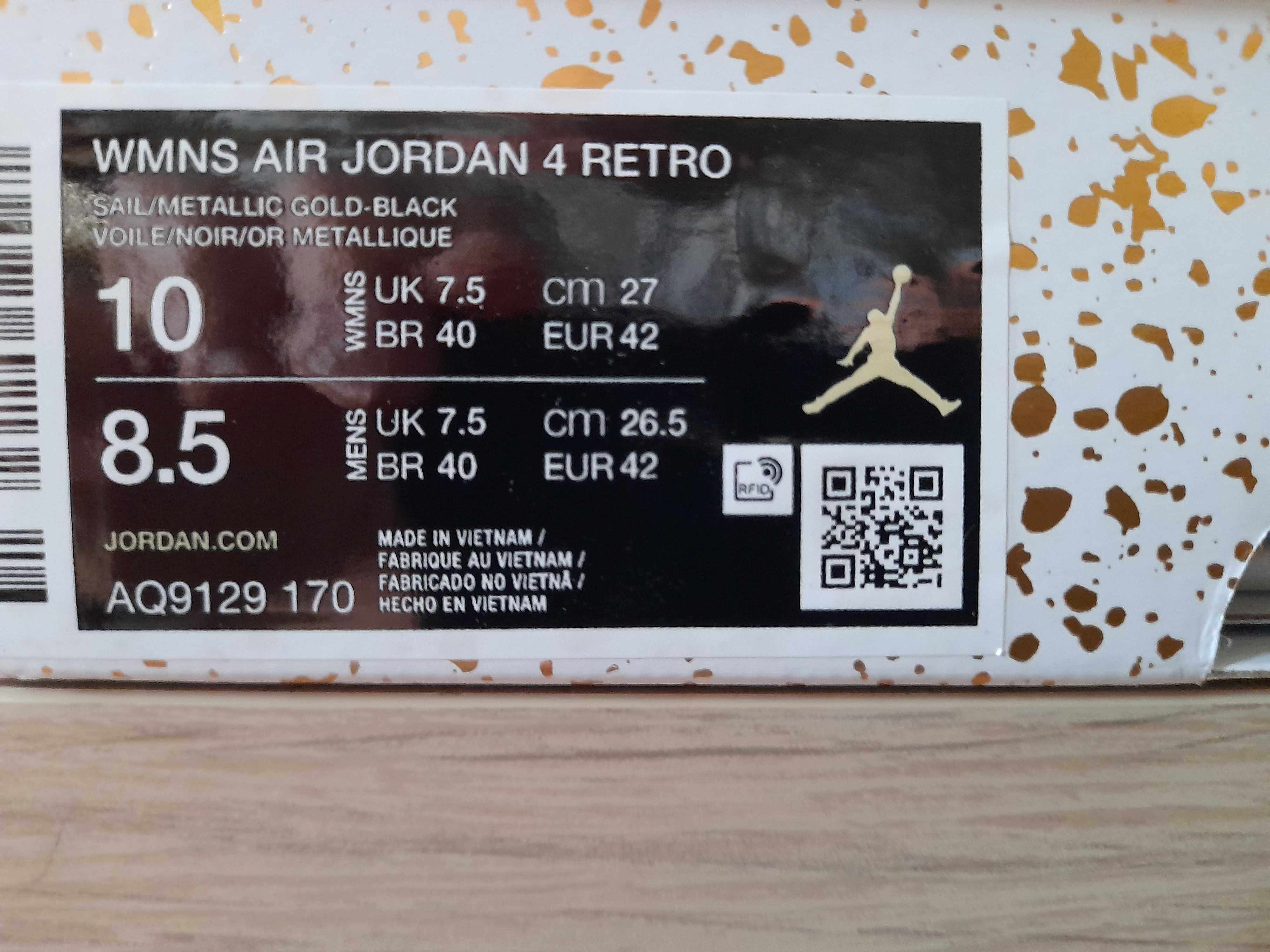 Buty Air Jordan 4 White & Gold / Metallic Gold 42