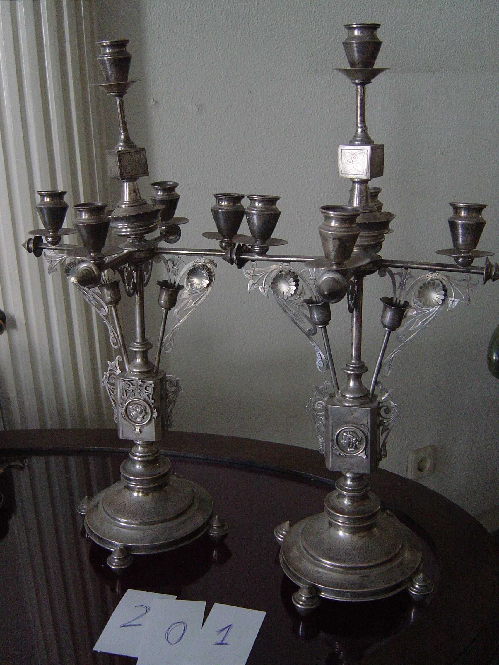 Par de candelabros antigos em prata Século XIX(Espanha)