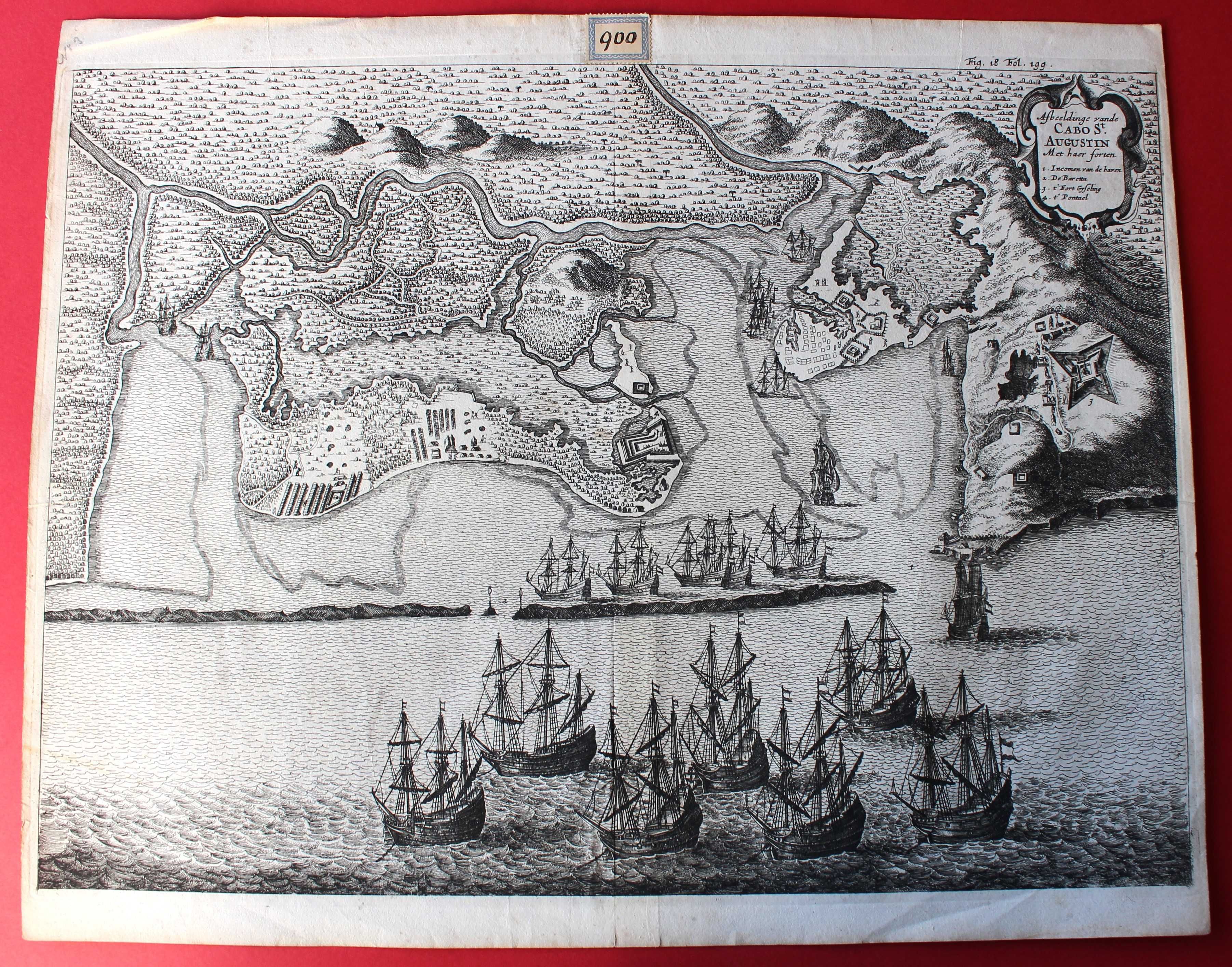 BRASIL CABO SANTO AGOSTINHO 1651 GRAVURA JOHANNES JANSSONIUS RARA
