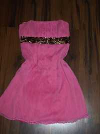 Różowa sukienka bez ramiączek S 36
