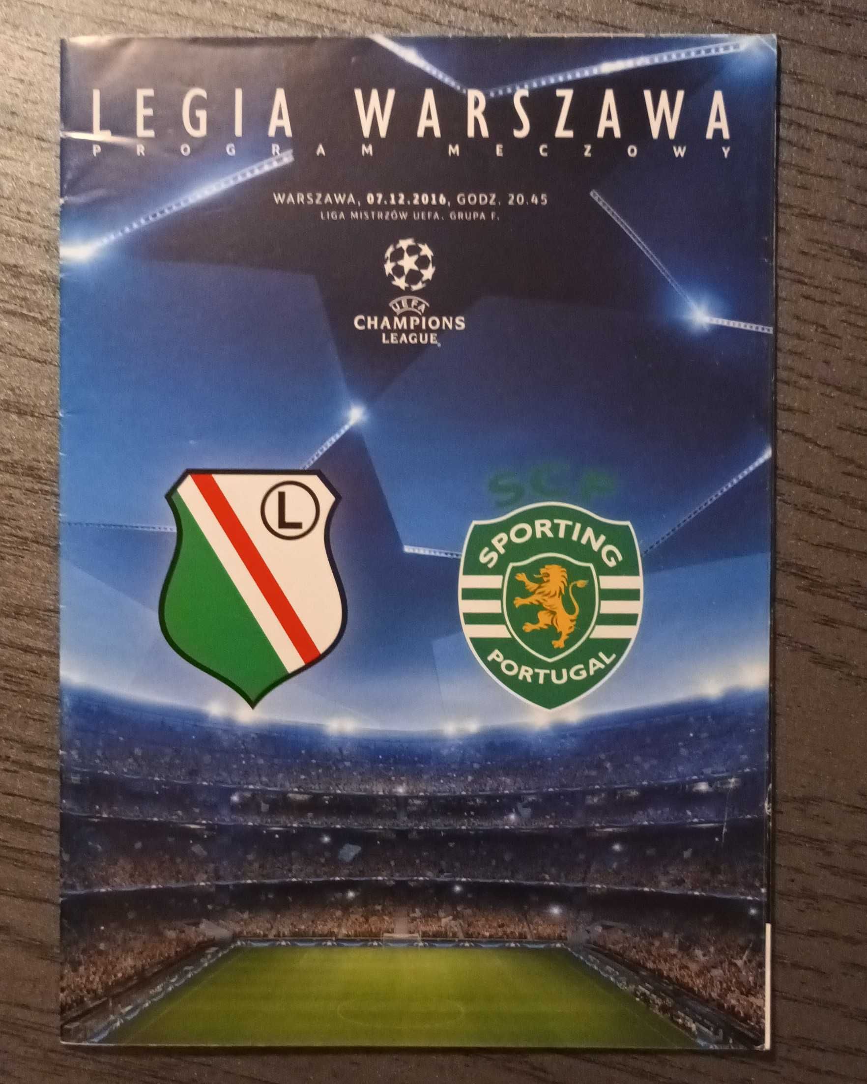 Program meczowy Legia - Sporting Lizbona w Lidze Mistrzów w 2016