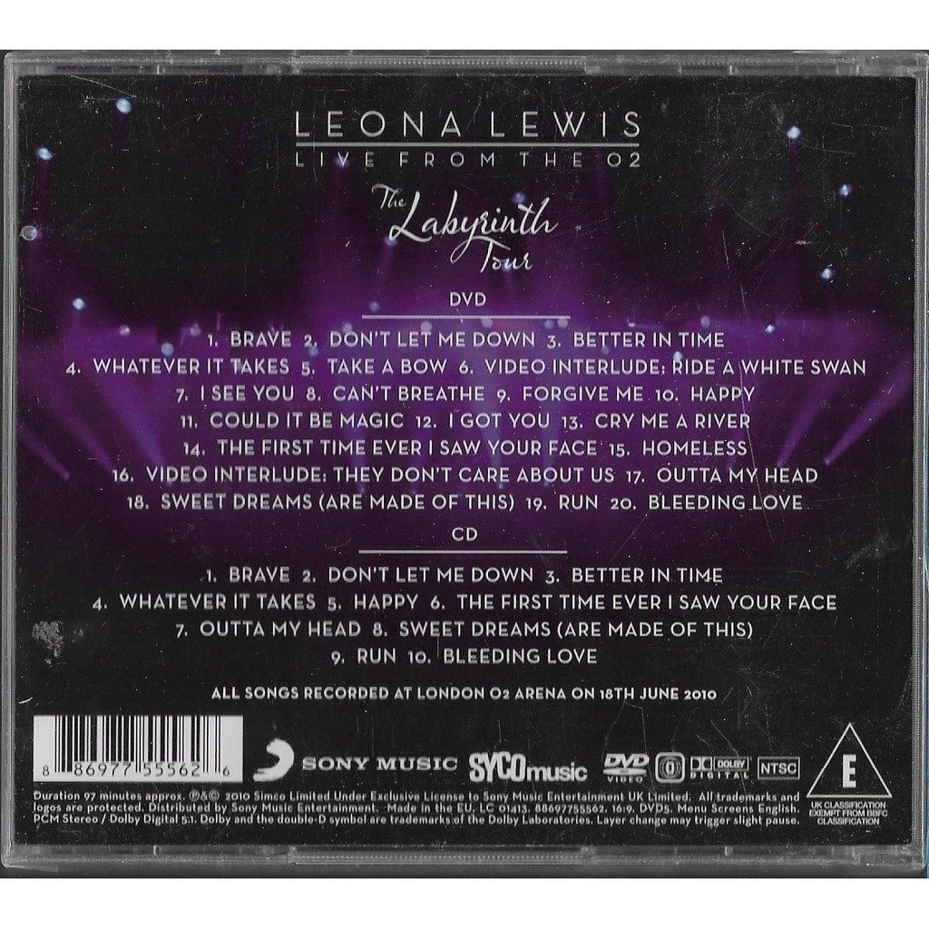 CD+DVD• Leona Lewis- The Labyrinth Tour_Live O2 Arena