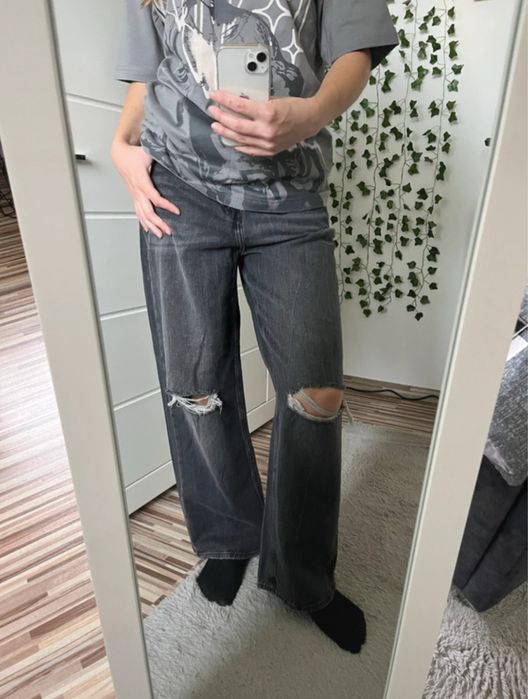 Czarne baggy jeans H&M rozmiar S
