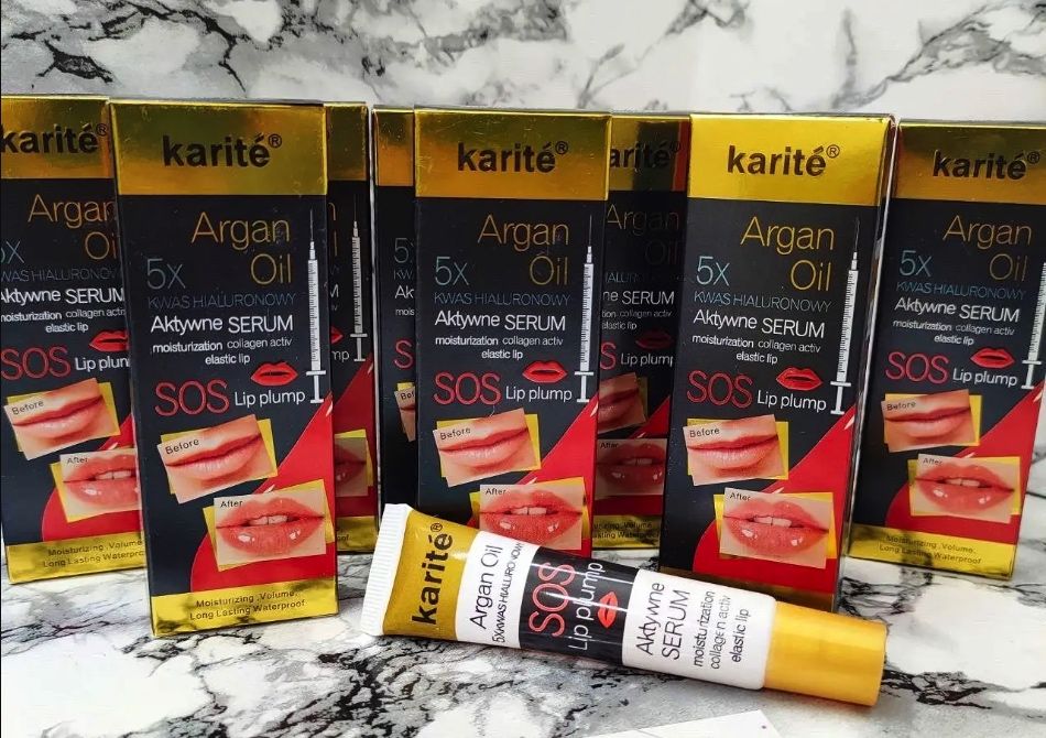 Блиск для збільшення губ Karite SOS Lip plump з аргановою олією