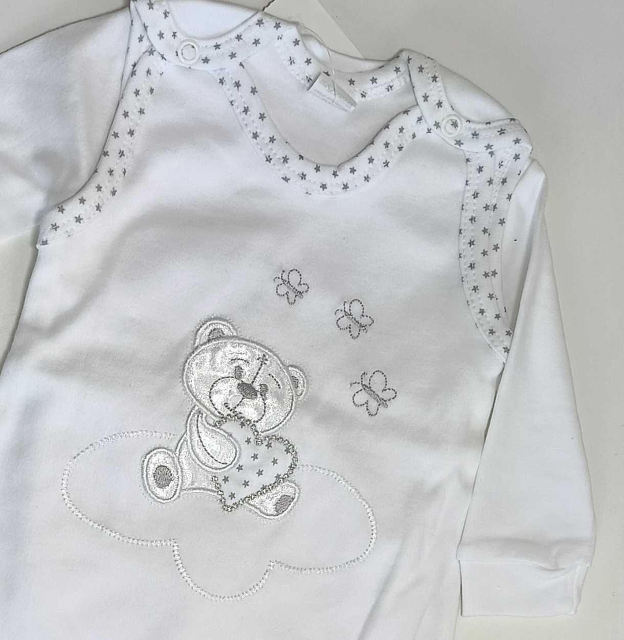 LE BEBE Komplet śpioch i kaftan MISIE haft rozmiar 62 cm 100% BAWEŁNA