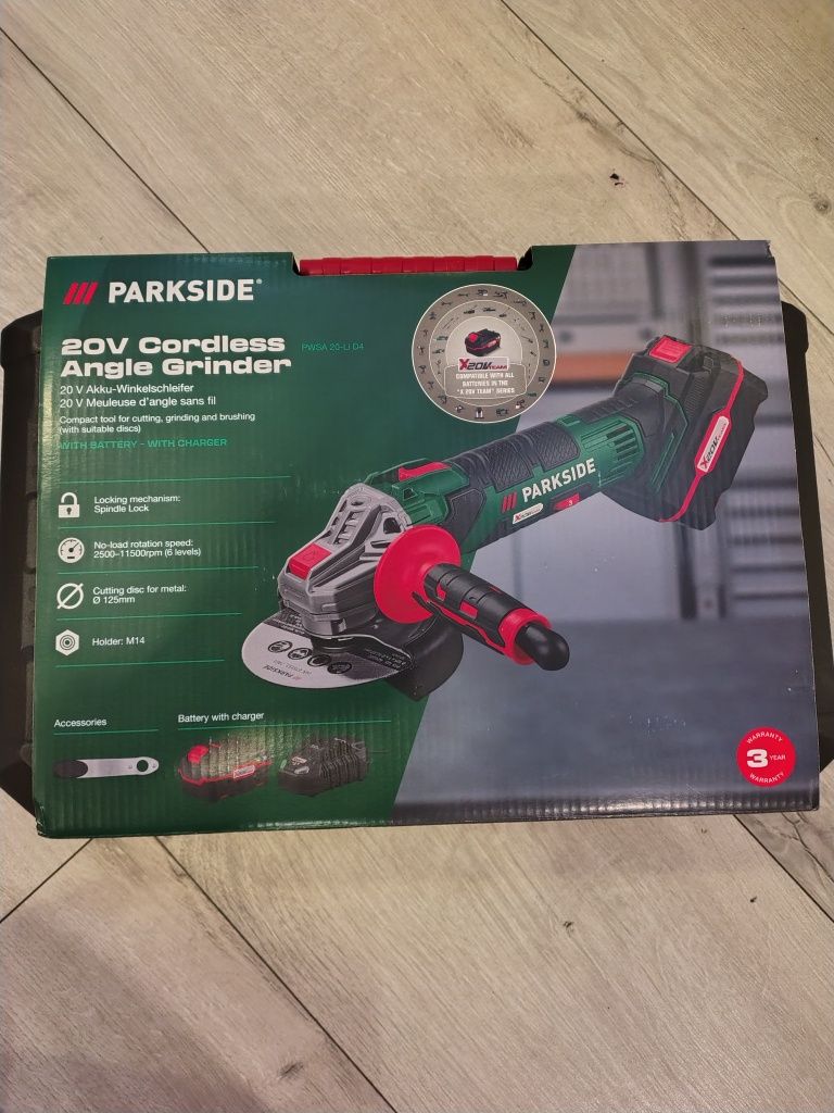 PARKSIDE Akumulatorowa szlifierka kątowa PWSA 20-Li D4, 20 V