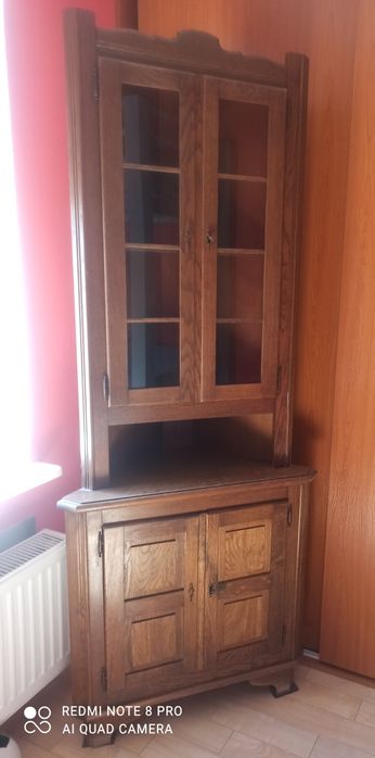 Barek / witryna / kredens / biblioteczka - dębowa narożna