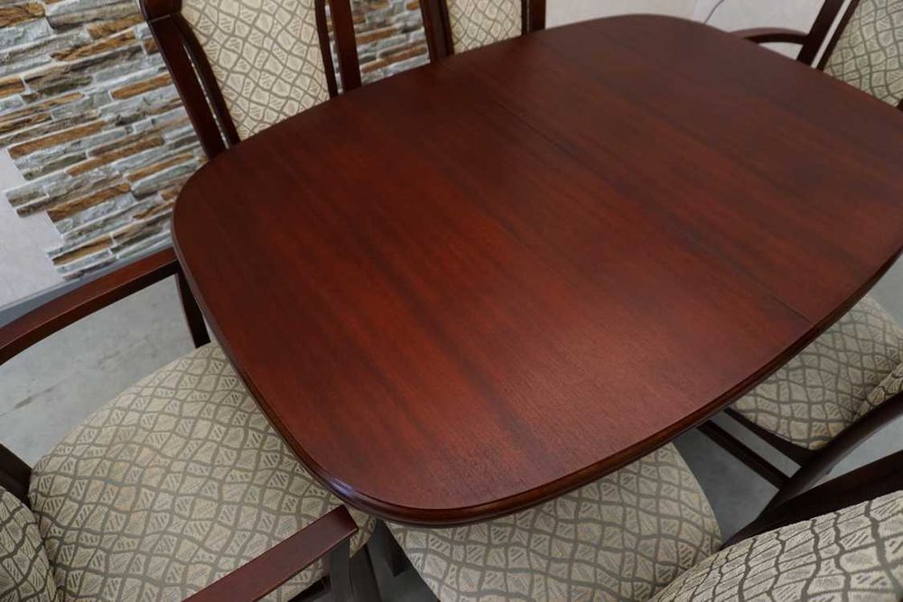 stół mahoniowy rozkładany do 210 cm + 6 krzeseł  (l-145)   rabat  30%