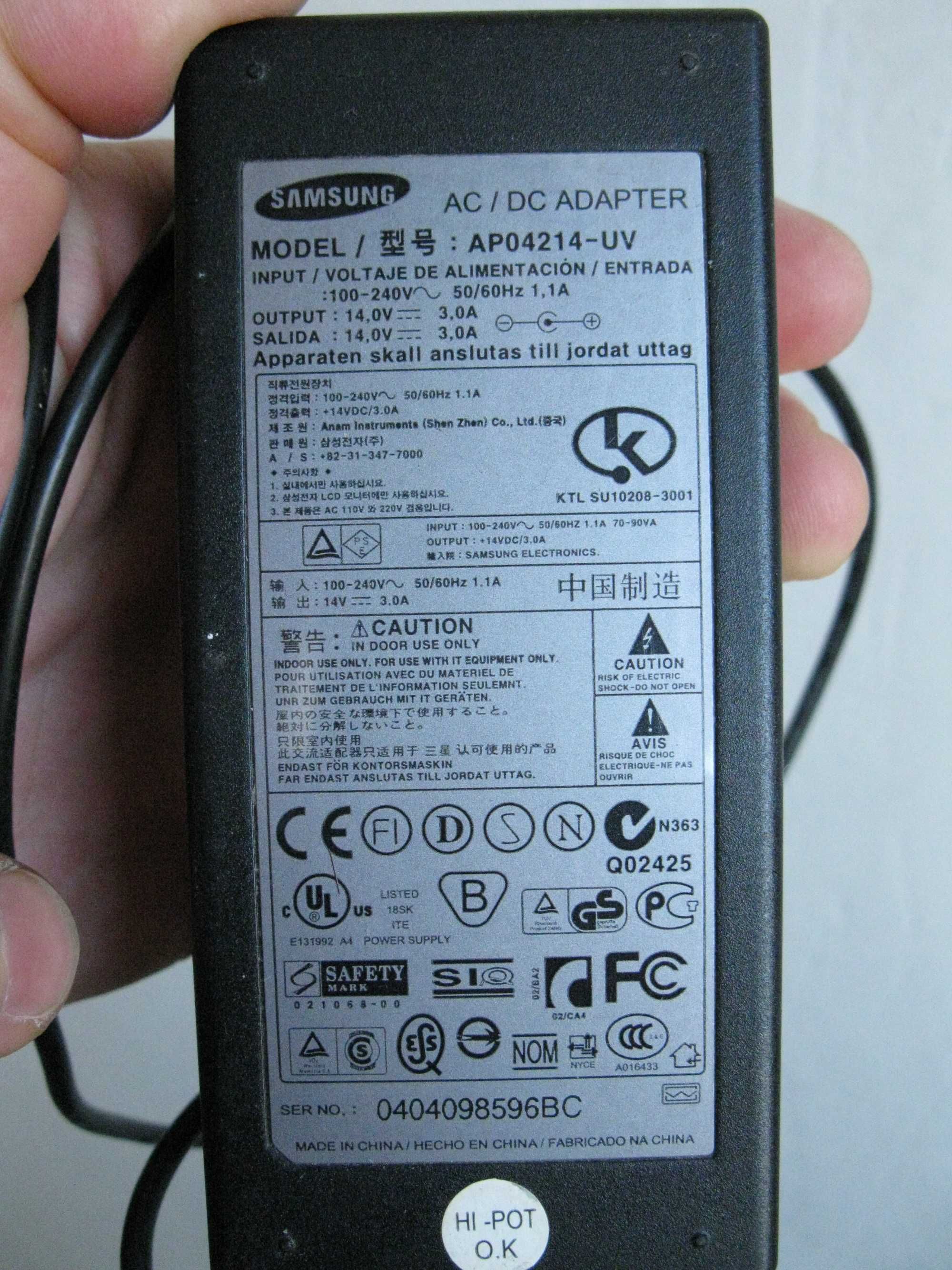 Блок питания для монитора Samsung AP04214-UV 14V, 3A 6.5*4.4мм+PIN