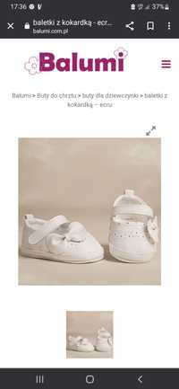 Baletki biale buciki niemowlece do chrztu z kokardka Balumi 19