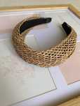 Opaska do włosów Boho Twist szeroka - ażurowa/rattan, Brąz/Coffe
