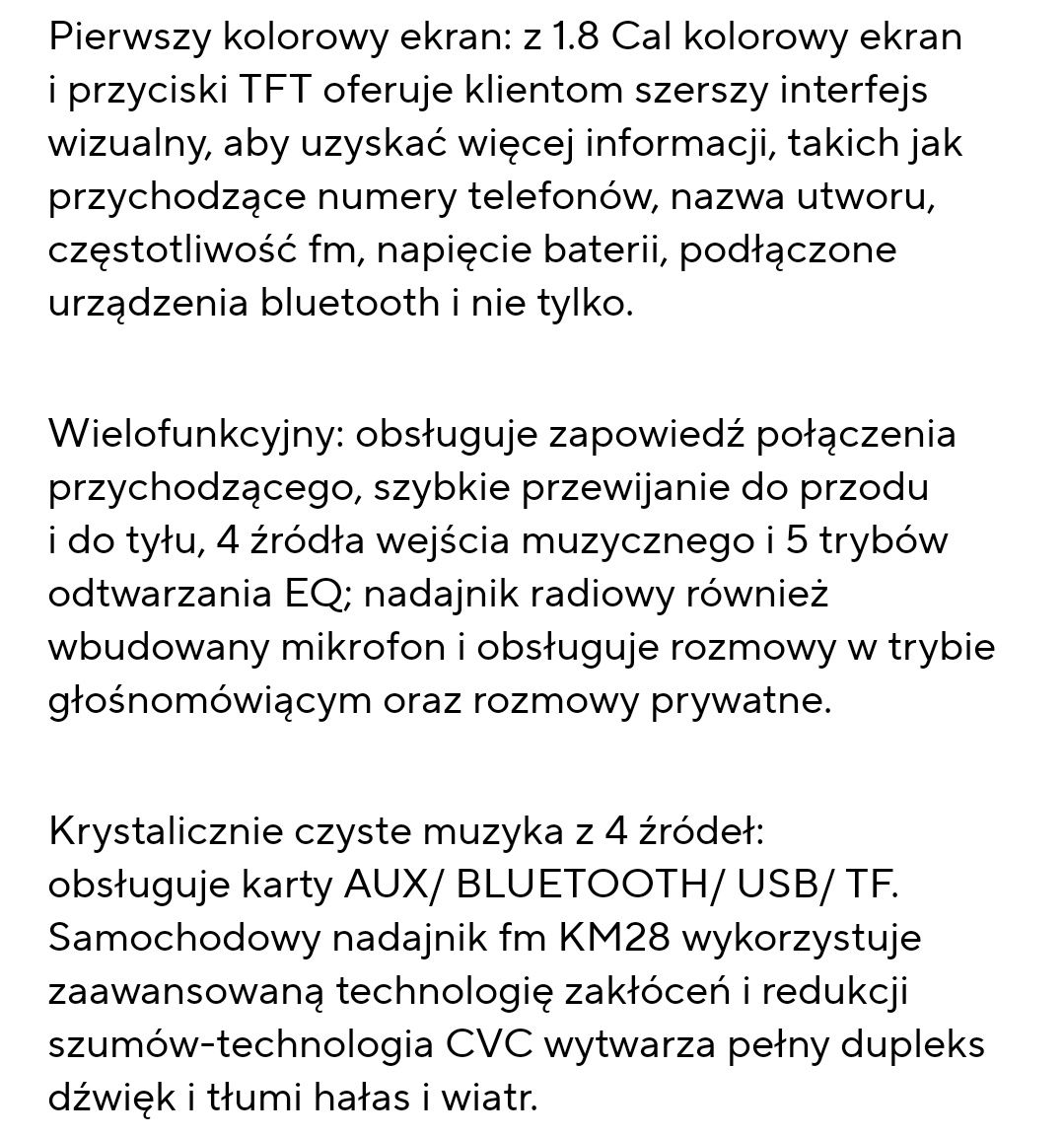 Transmiter samochodowy nadajnik bluetooth FM