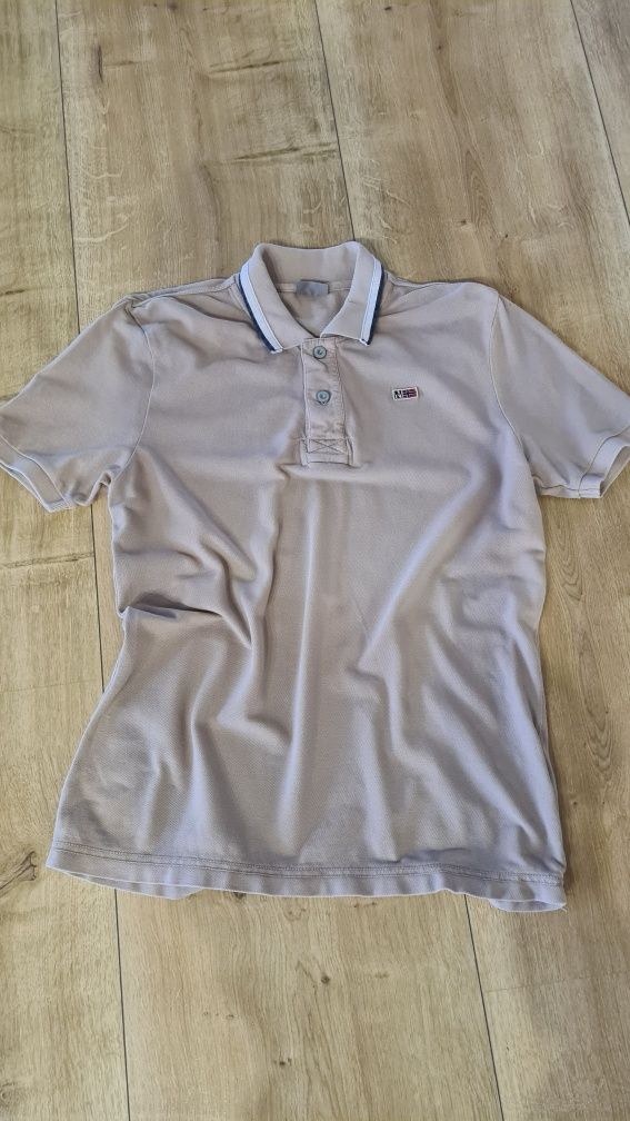 Koszulka T-shirt tee polówka Napapijri. Beżowa Kawowa. Rozmiar S / M.