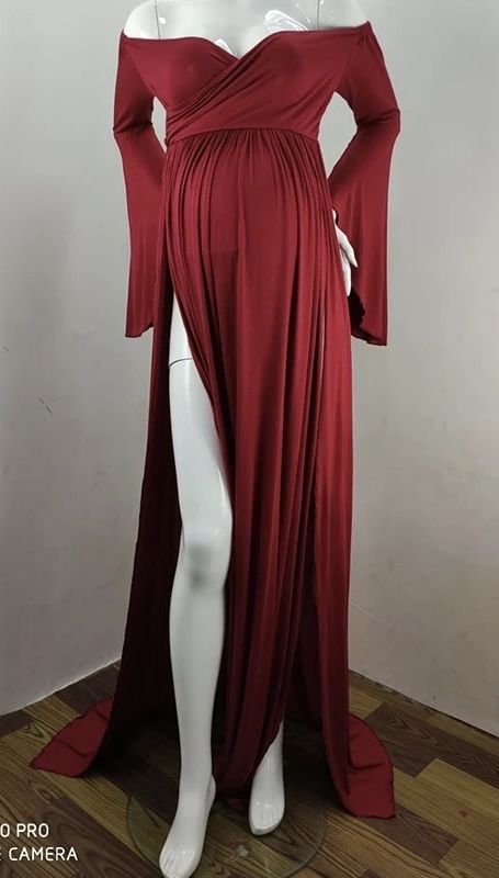 Suknia do sesji ciążowe czerwona/bordowa M L elastyczna