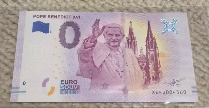 Papież Benedykt XVI Banknot souvenir 0 Euro