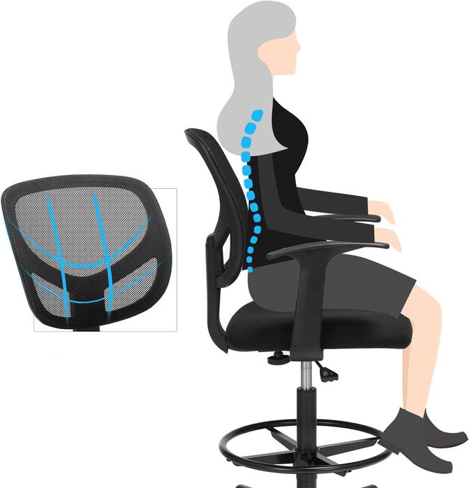 SONGMICS Fotel biurowy, ergonomiczne siedzisko z regulowaną wysokością