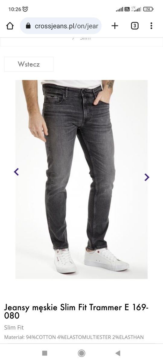 Jeansy męskie Slim Fit Trammer E 169-080 
Firma  Cross Jeans