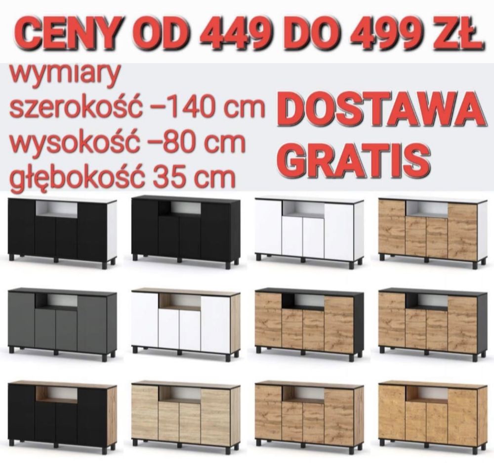 Komoda z półkami szafka skandynawska loft