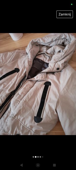 Kurtka Długa męska parka ocieplana ciepła na zimę płaszcz beżowy