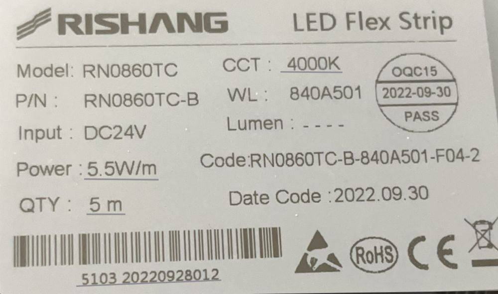 Led стрічка rishang 24v Білий Холодний колір (нова, в упаковці)