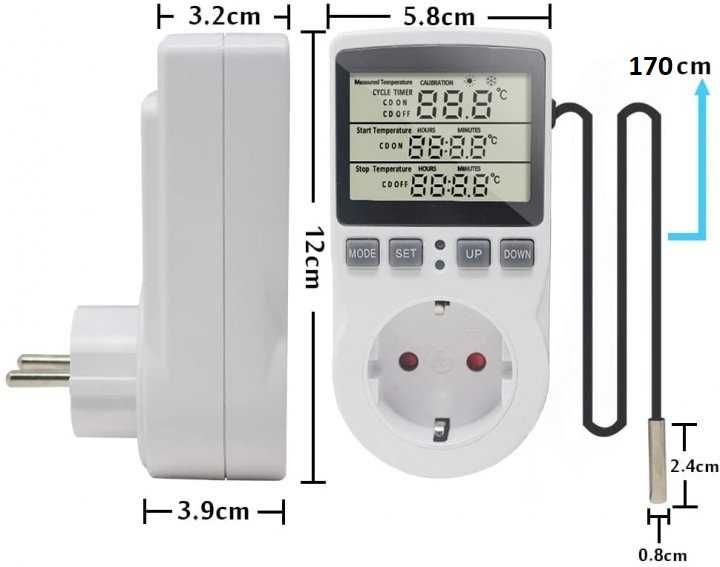 Терморегулятор термостат в розетку контролер температуры 16А