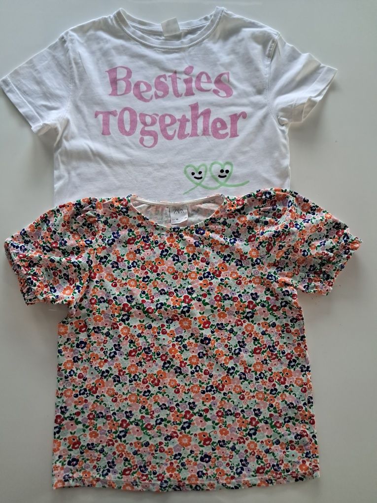 Koszulki T-shirt zestaw 8 sztuk Zara rozmiar 140 dziewczynka