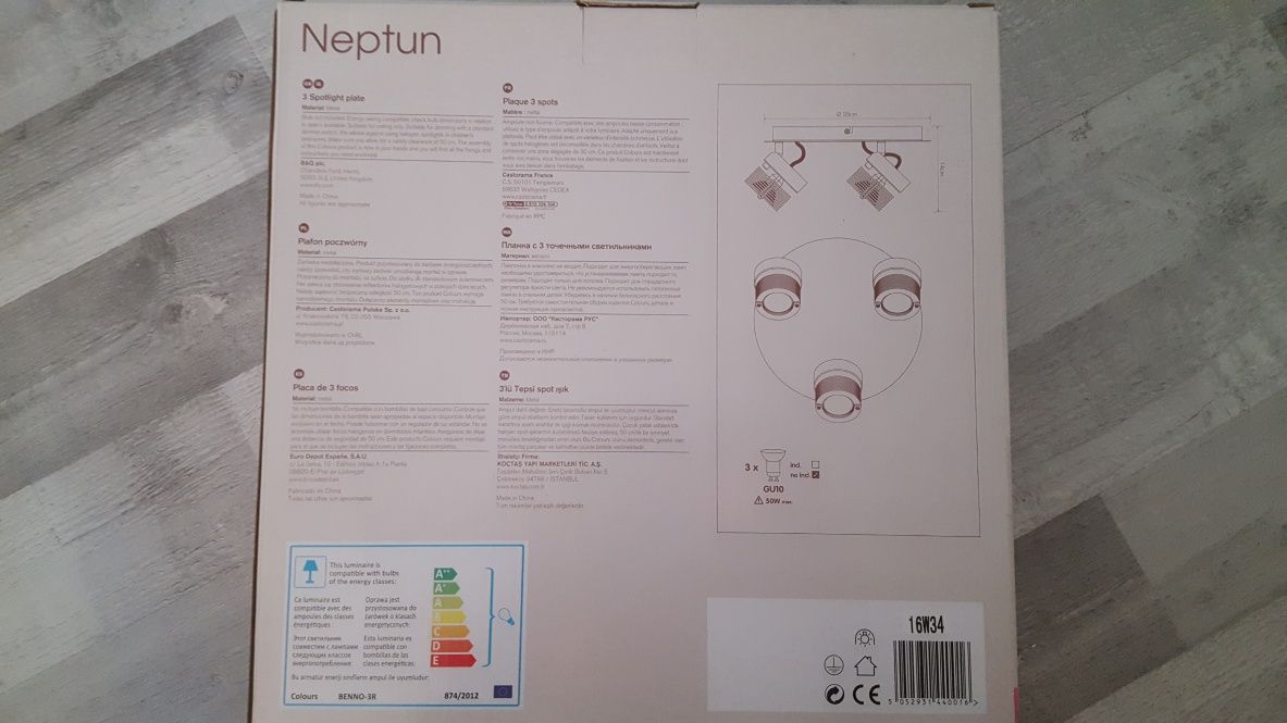 Lampa sufitowa halogeny 3x GU10 lustrzana Neptun