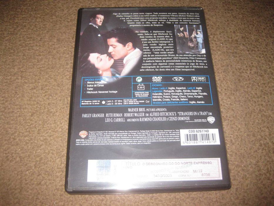 DVD "O Desconhecido do Norte Expresso" de Alfred Hitchcock/Raro!