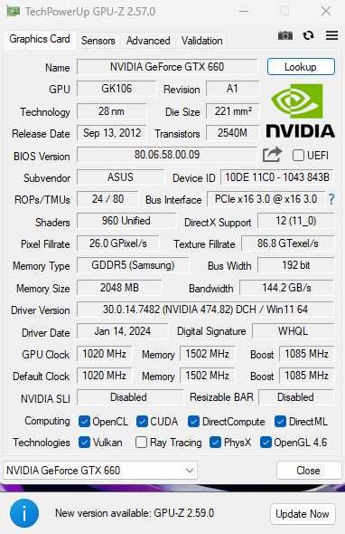 Відеокарта Asus GTX660