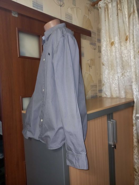 Серая рубашка с длинным рукавом на парня 12-13 лет, рост 160 см