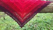 Ognista chusta na szydełku. Handmade. Ombre. Prezent. 200/130/80 cm