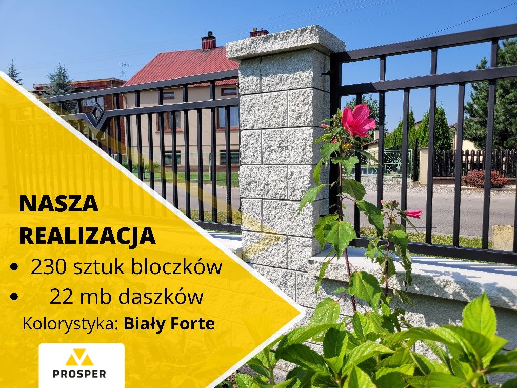 Klasyczne ogrodzenia KOST-BET łupane MURO BIAŁY FORTE