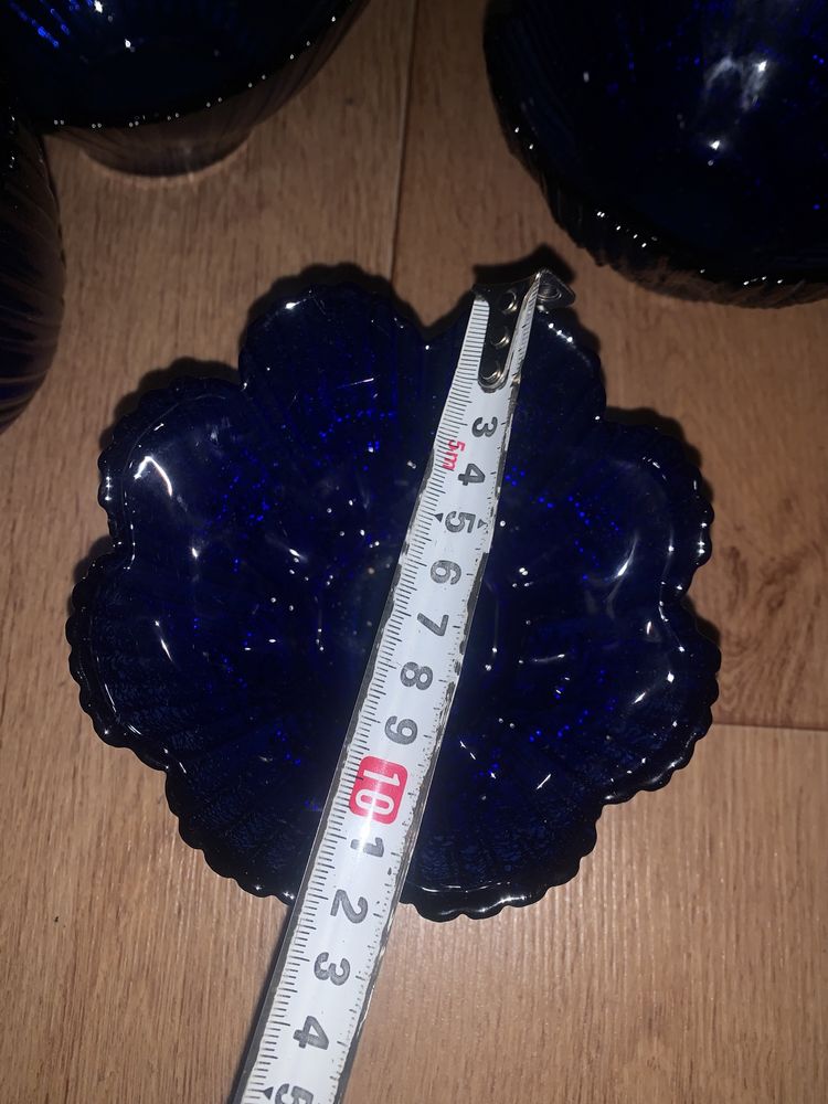 Фруктовница  ладья ваза салатница синее стекло кобальт