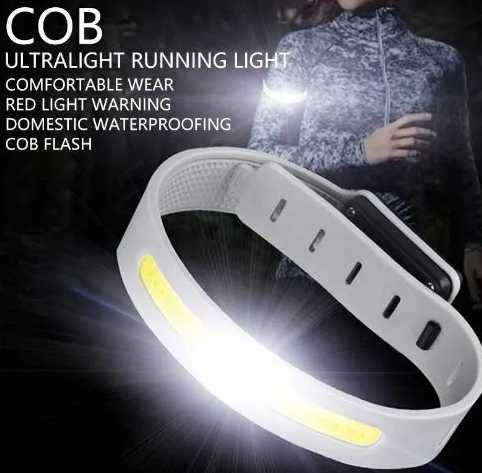 Opaska LED COB - 3 tryby świecenia - światło białe i czerwone