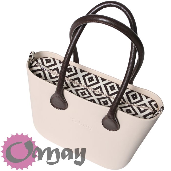 organizer OBAG MINI beżowy romby brąz hummus wkład 2 kieszenie OMAY