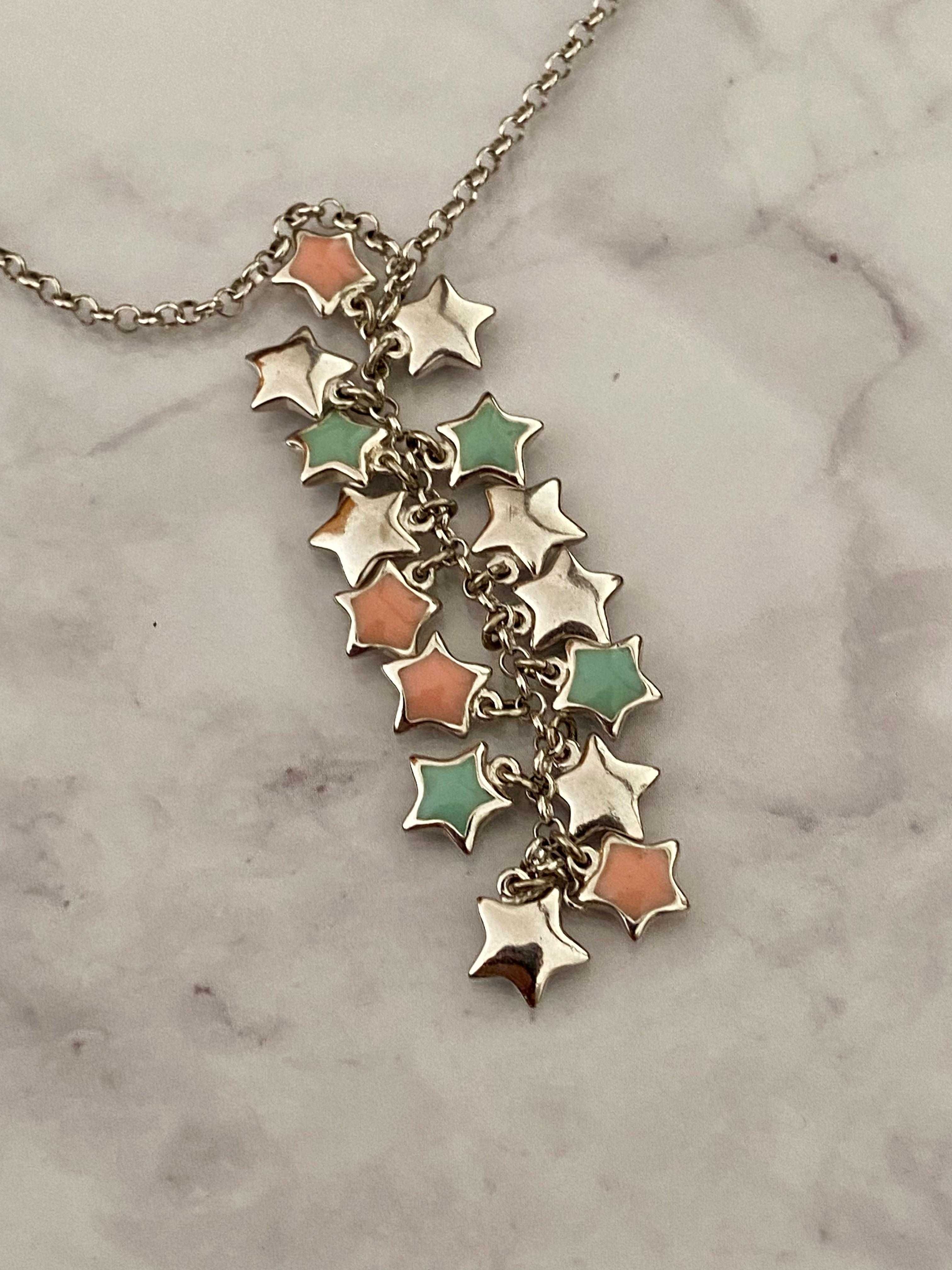 Colar United Colours of Benetton em Prata 925 com Estrelas Colorida