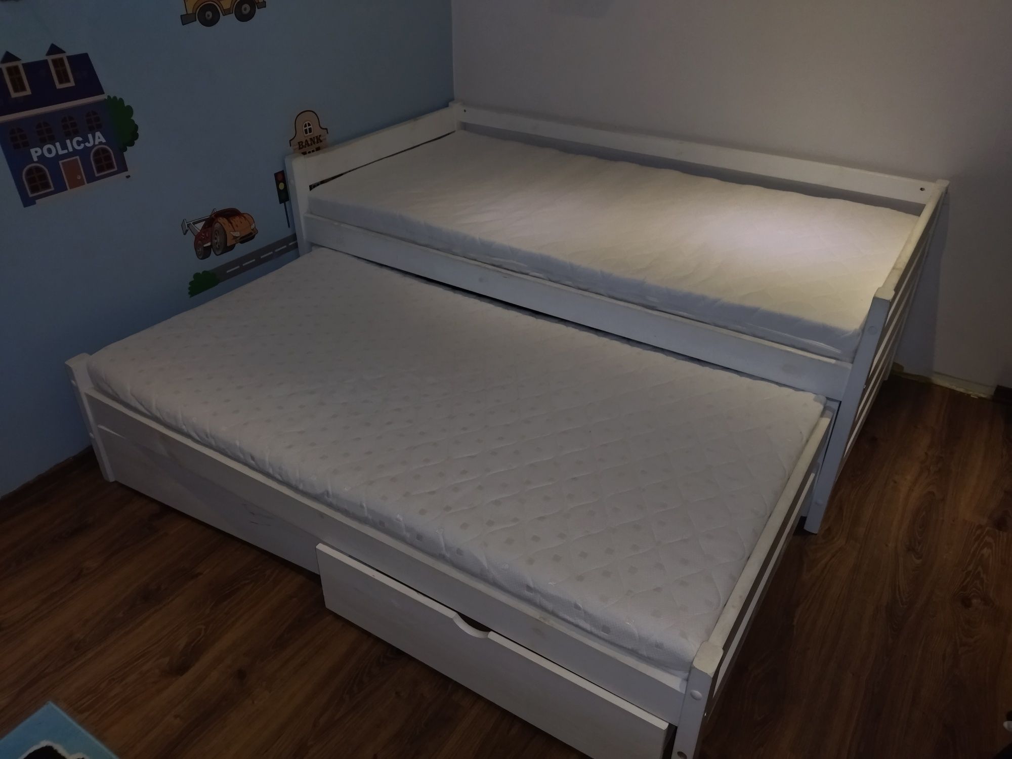 Łóżko dziecięce dwuosobowe wysuwane drewniane