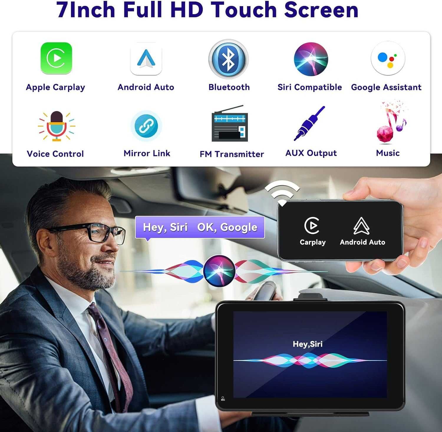 bezprzewodowe radio samochodowe Apple Carplay , Android Auto A3135